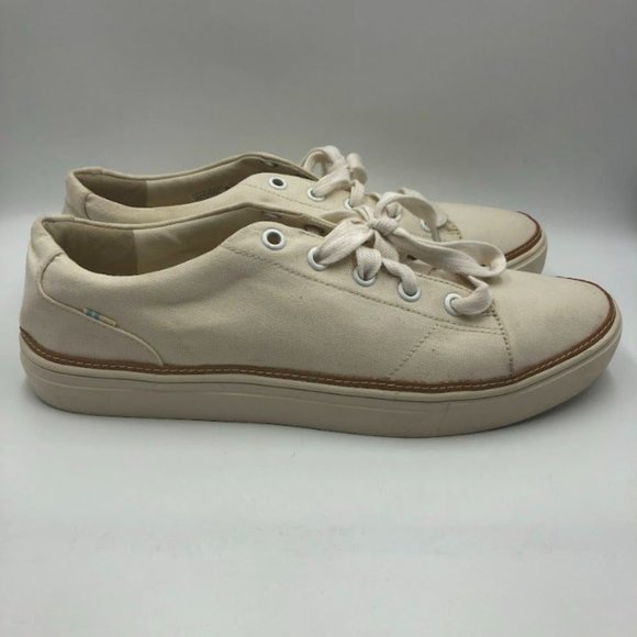 Tom's Women's Off White Canvas Sneakers Lace Up Size US 12 Everyday Casual - Picture 6 of 13